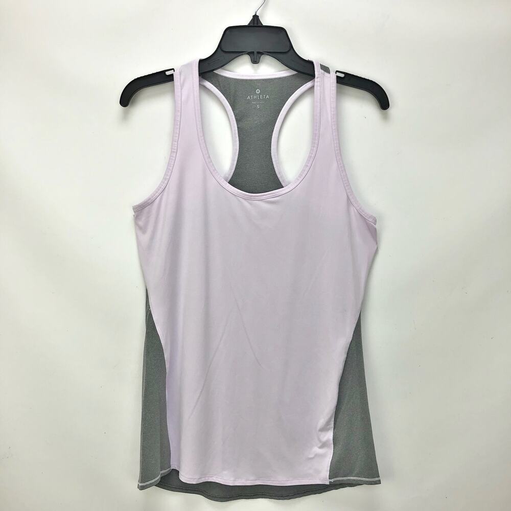 Athleta Womens Colorblock Chi Tank Small Purple Gray Racerback Yoga Workout
